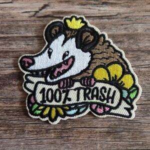 100% Trash Opossum Possum Spirit Animal Funny Y2k Style Iron on Patch